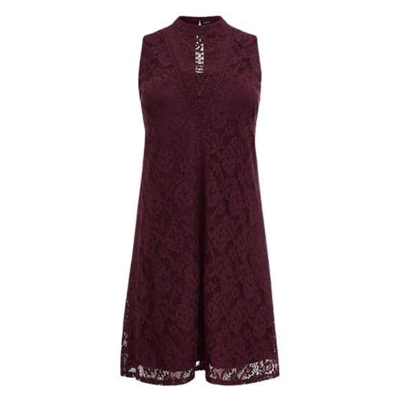 NWT Torrid Burgundy Purple Lace Trapeze Dress - Picture 2 of 10